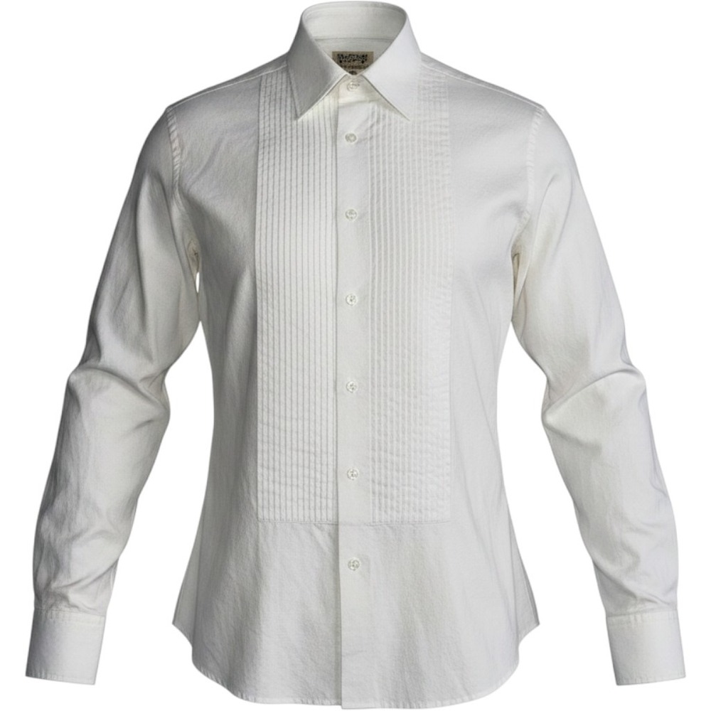 Juicy Couture Mens XXL White Cotton Ruffled French Cuff Tuxedo Shirt Long Sleeve